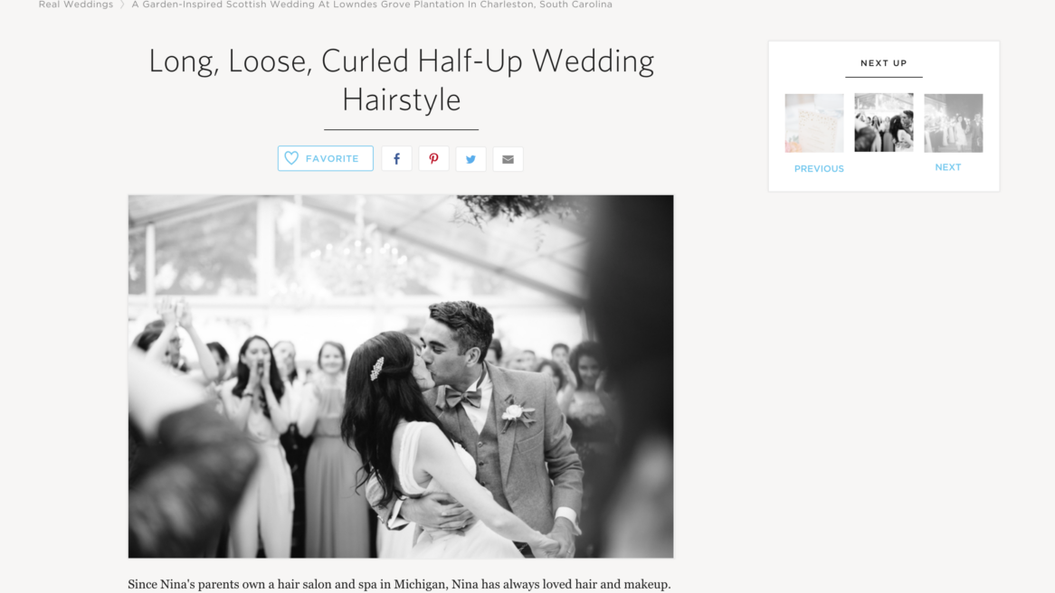 WEDDING HAIR FEATURED IN the knot . A GARDEN-INSPIRED SCOTTISH WEDDING AT LOWNDES GROVE PLANTATION IN CHARLESTON, SOUTH CAROLINA